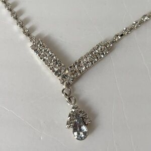 Elegant Faux Diamond Silver Necklace